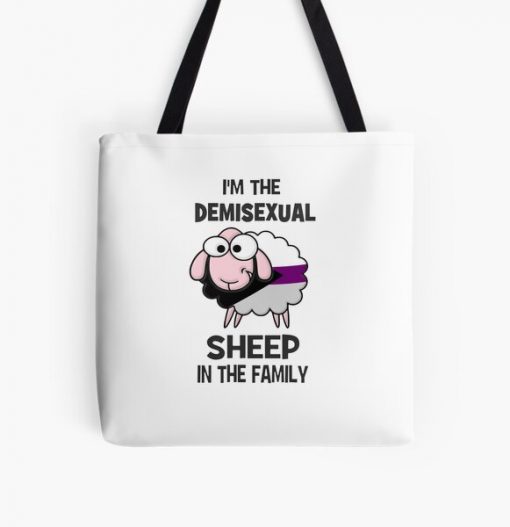 Demisexual Sheep Demisexual Activism Demisexual Flag Demisexual Colors Demisexual Supporter Funny Demisexual Meme Gift Demisexuality Gift LGBT LGBTQ Gay All Over Print Tote Bag RB0403 product Offical demisexual flag Merch